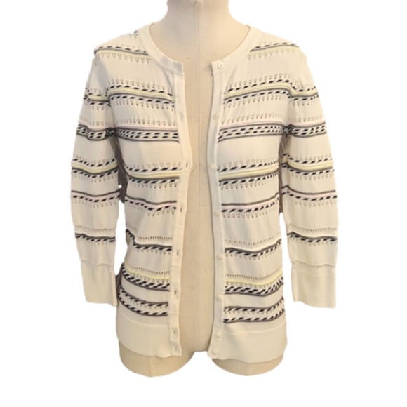 WOMENS Merona white with soft stripes of color cardigan size XS. - Picture 2 of 14